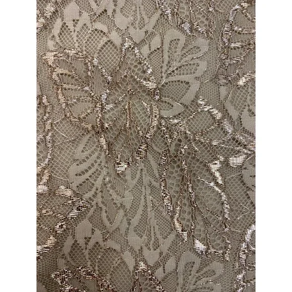 NWT Lauren Ralph Lauren 10P Gold Metallic Lace Sheath Cocktail Dress $170 - Picture 7 of 14
